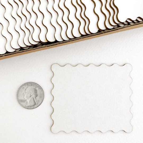White Paperboard Scalloped Rectangle Bases for Crafting ~ Set of 5 ~ 2-7/8" long